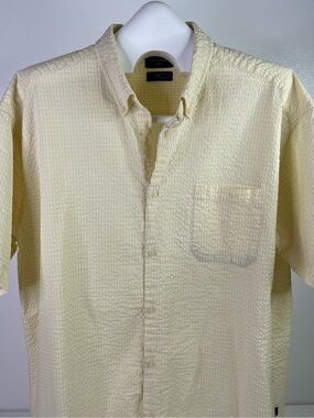 Dockers Seersucker Gingham Yellow & White Short Sleeve Button Up XXL